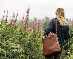 Image of woman carrying a leather handbag