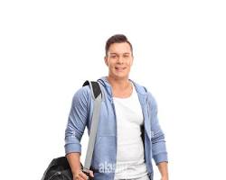 Image of sportsman carrying a backpack