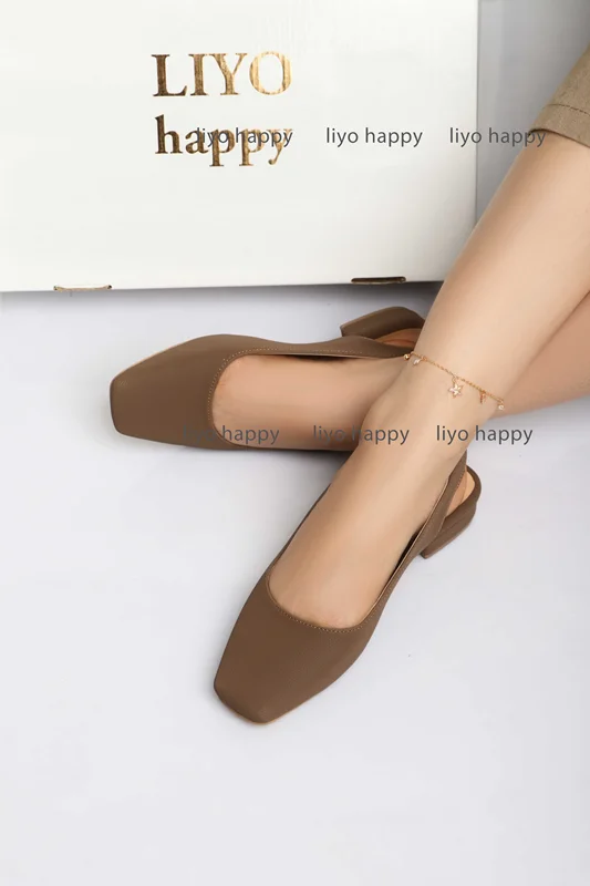 صندل پاشنه دار قهوه ای زنانه