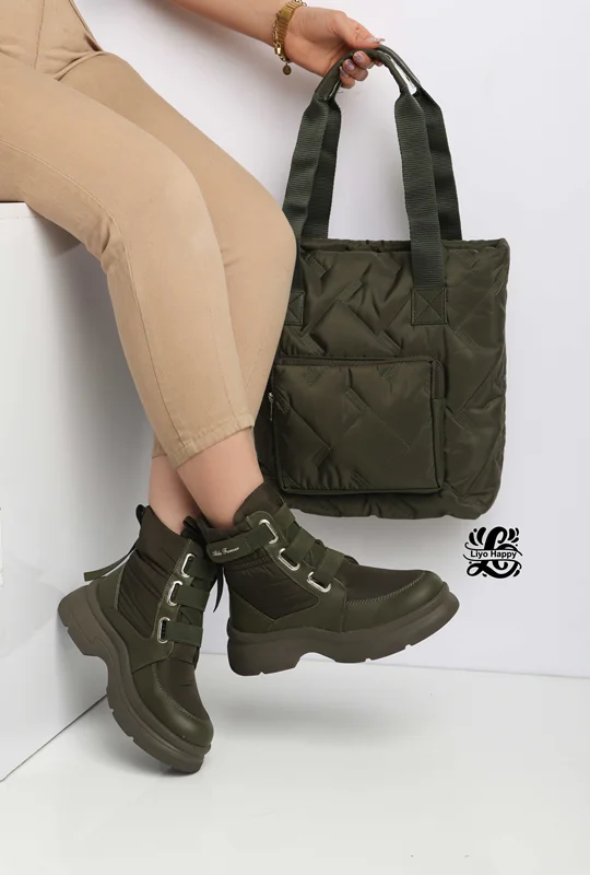 قیمت بوت کاپشنی بند چسبی | خرید ست بوت و کیف زنانه جدید | بوت سبز کاپشنی دخترانه | مدل بوت بدون بند زنانه | بوت زمستانی گرم و راحت | نیم بوت استایل پرادا | کفش کاپشنی رنگ کرم | ست کیف و بوت نسکافه ای | بوت مشکی با بند ولکرو | استایل زمستانی با بوت پفکی